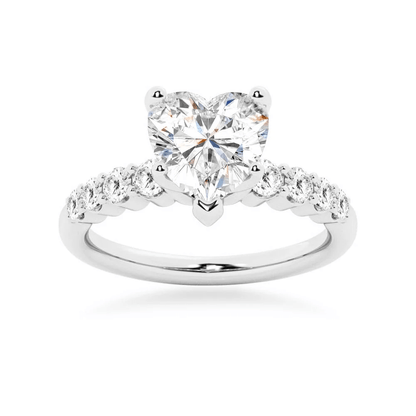 Heart-Cut Moissanite Engagement Ring with Shared-Prong Pavé Band - Novelle Vow