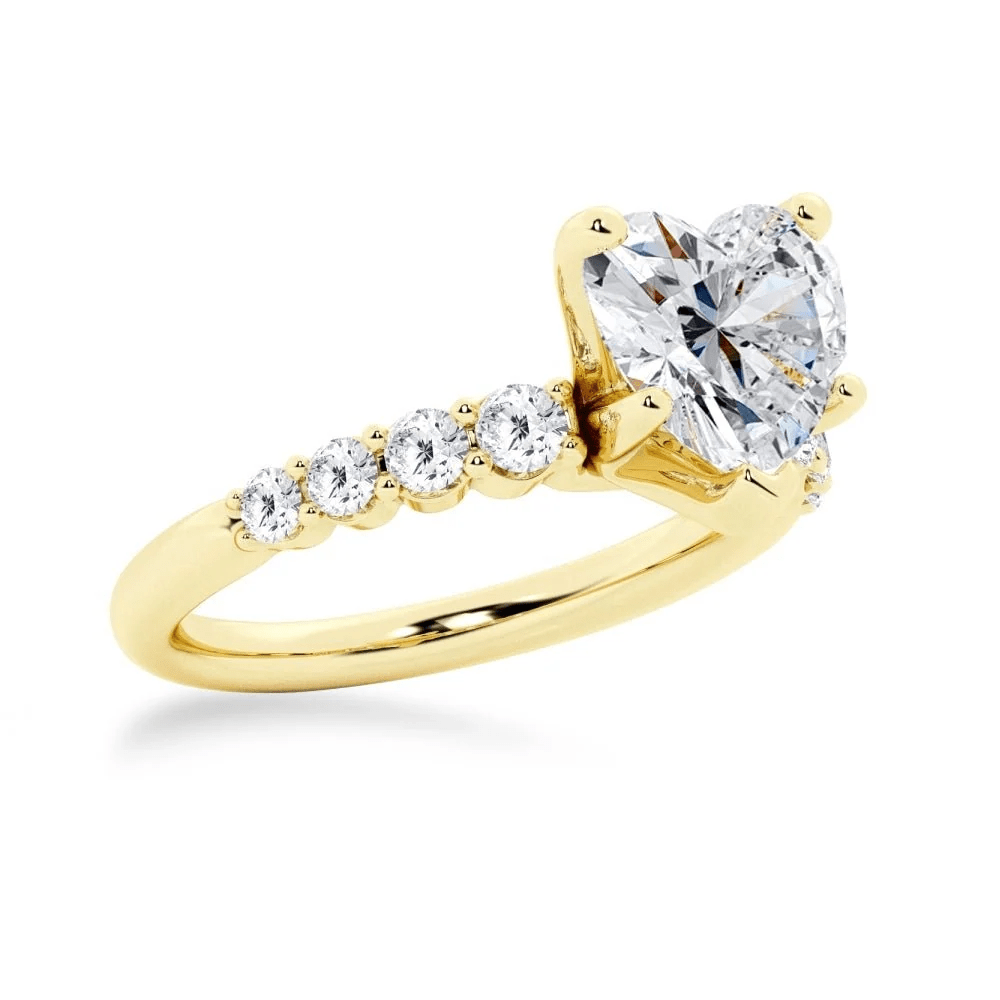 Heart-Cut Moissanite Engagement Ring with Shared-Prong Pavé Band - Novelle Vow
