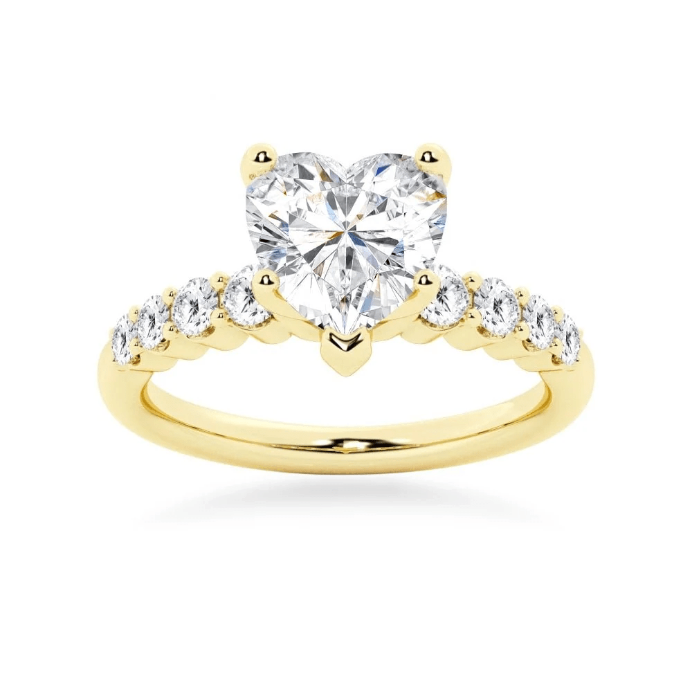 Heart-Cut Moissanite Engagement Ring with Shared-Prong Pavé Band - Novelle Vow
