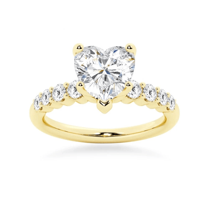 Heart-Cut Moissanite Engagement Ring with Shared-Prong Pavé Band - Novelle Vow