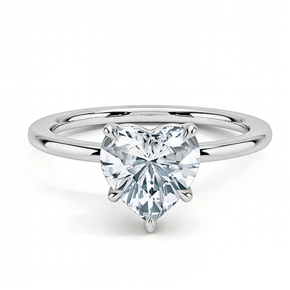 Heart Cut Moissanite Solitaire Engagement Ring with 3 Prong Setting in White Gold - Novelle Vow