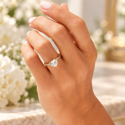 Heart-Cut Moissanite Engagement Ring with Twisted Pavé Band