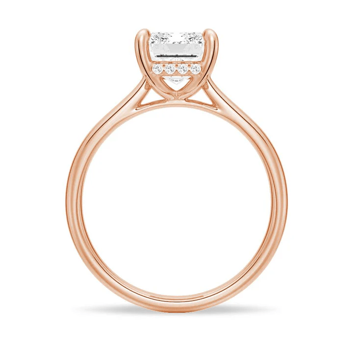 Hidden Halo Emerald Cut Solitaire Moissanite Engagement Ring - Novelle Vow