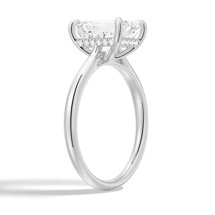 Hidden Halo Emerald Cut Solitaire Moissanite Engagement Ring - Novelle Vow