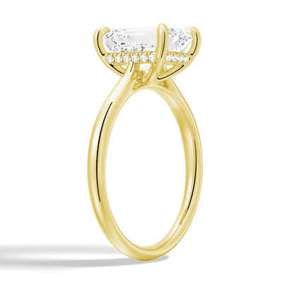 Hidden Halo Emerald Cut Solitaire Moissanite Engagement Ring - Novelle Vow