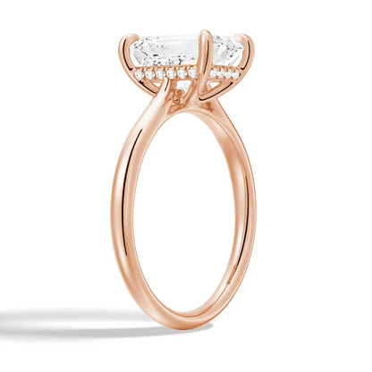 Hidden Halo Emerald Cut Solitaire Moissanite Engagement Ring - Novelle Vow