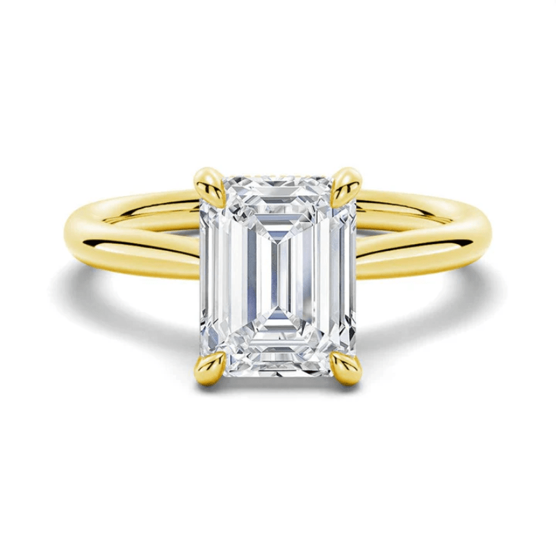 Hidden Halo Emerald Cut Solitaire Moissanite Engagement Ring - Novelle Vow