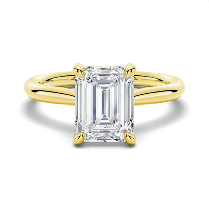 Hidden Halo Emerald Cut Solitaire Moissanite Engagement Ring - Novelle Vow