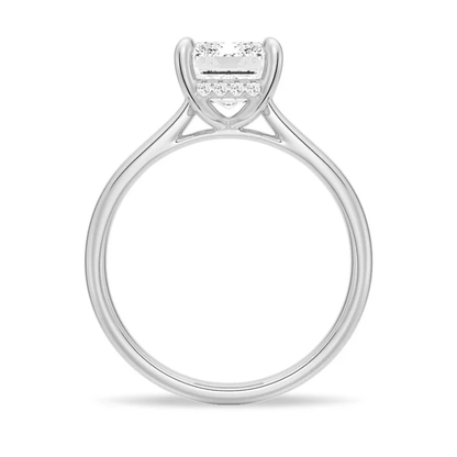 Hidden Halo Emerald Cut Solitaire Moissanite Engagement Ring - Novelle Vow
