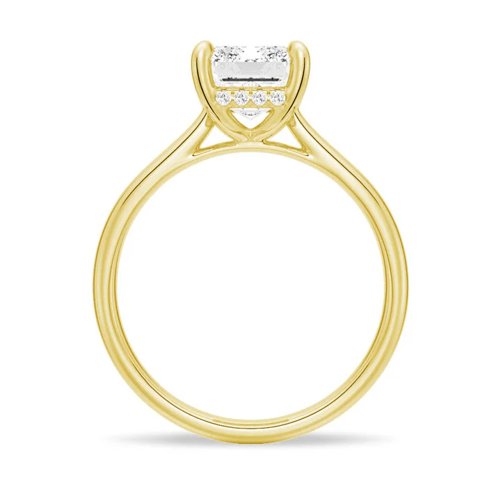 Hidden Halo Emerald Cut Solitaire Moissanite Engagement Ring - Novelle Vow