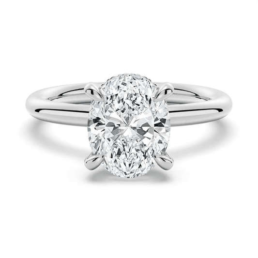 Hidden Halo Oval Solitaire Moissanite Engagement Ring - Novelle Vow