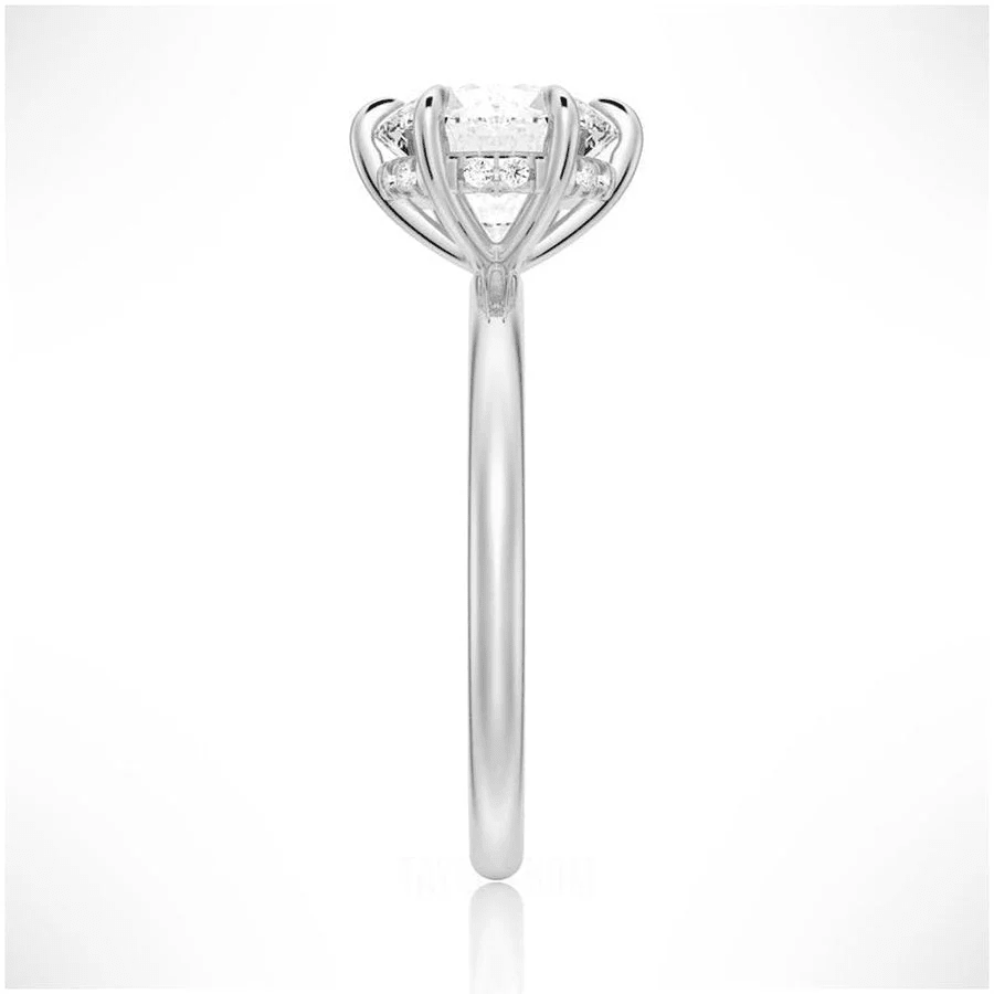 Hidden Halo Round Moissanite Engagement Ring - Elegant & Timeless Design - Novelle Vow