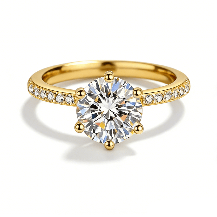 Hidden Halo Round Pavé Moissanite Engagement Ring - Novelle Vow