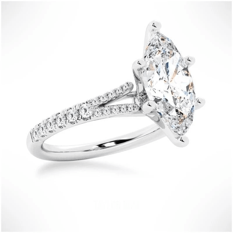 Marquise-Cut Moissanite Engagement Ring with Split-Shank Band - Novelle Vow
