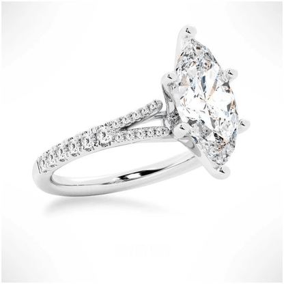 Marquise-Cut Moissanite Engagement Ring with Split-Shank Band - Novelle Vow