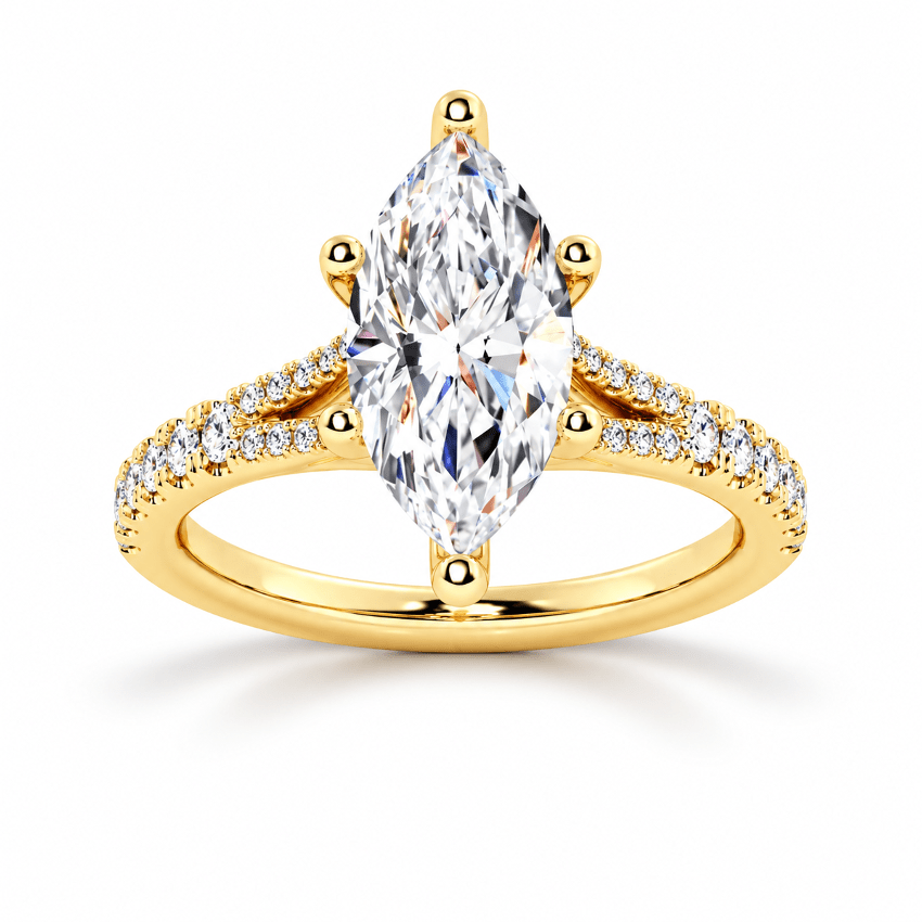 Marquise-Cut Moissanite Engagement Ring with Split-Shank Band - Novelle Vow