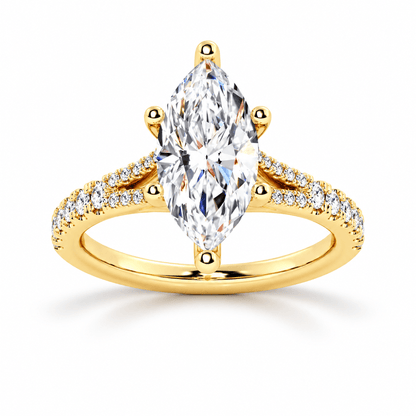 Marquise-Cut Moissanite Engagement Ring with Split-Shank Band - Novelle Vow