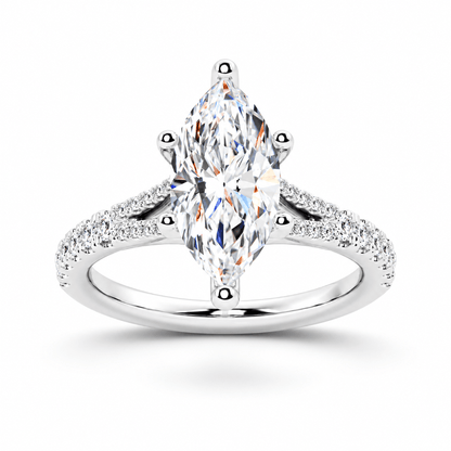 Marquise-Cut Moissanite Engagement Ring with Split-Shank Band - Novelle Vow