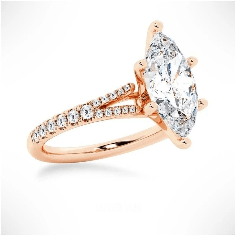 Marquise-Cut Moissanite Engagement Ring with Split-Shank Band - Novelle Vow