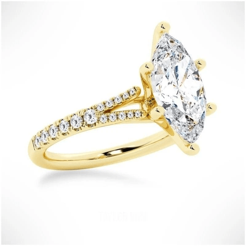 Marquise-Cut Moissanite Engagement Ring with Split-Shank Band - Novelle Vow
