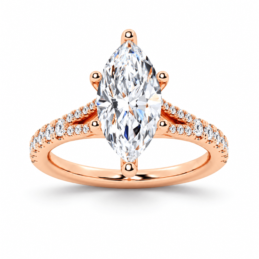 Marquise-Cut Moissanite Engagement Ring with Split-Shank Band - Novelle Vow