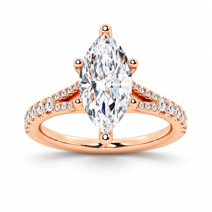 Marquise-Cut Moissanite Engagement Ring with Split-Shank Band - Novelle Vow