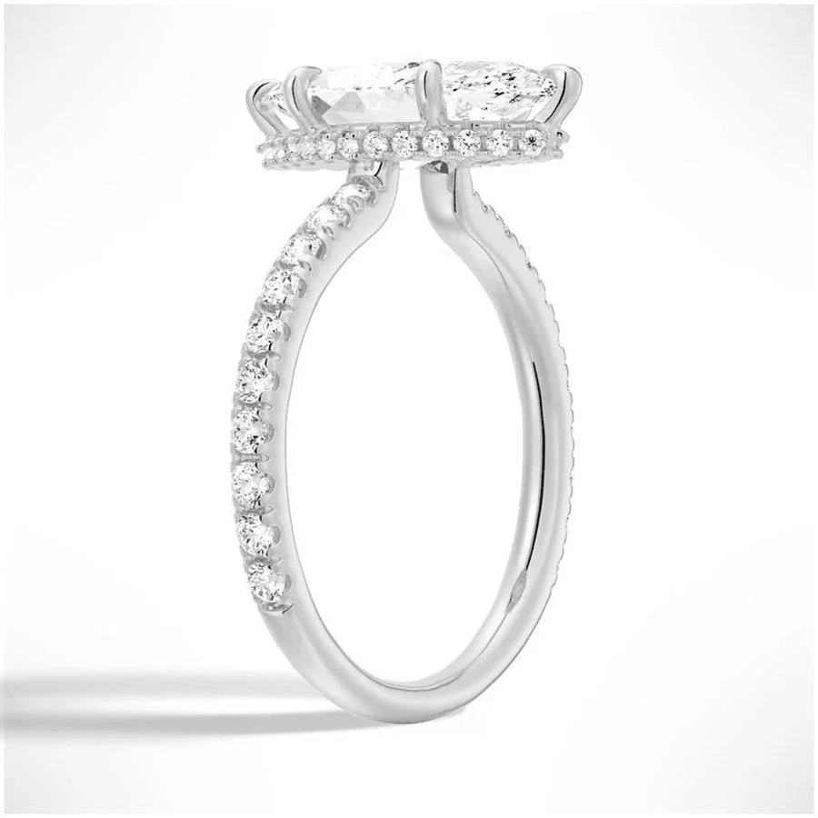 Marquise Hidden Halo Pavé Moissanite Engagement Ring - Novelle Vow
