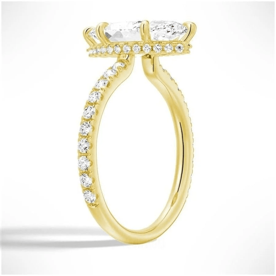 Marquise Hidden Halo Pavé Moissanite Engagement Ring - Novelle Vow