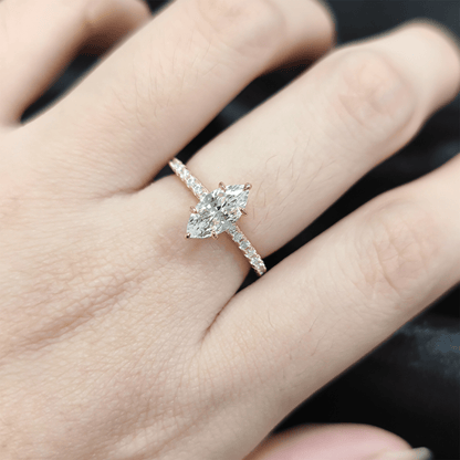 Marquise Hidden Halo Pavé Moissanite Engagement Ring - Novelle Vow