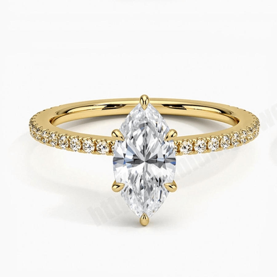 Marquise Hidden Halo Pavé Moissanite Engagement Ring - Novelle Vow