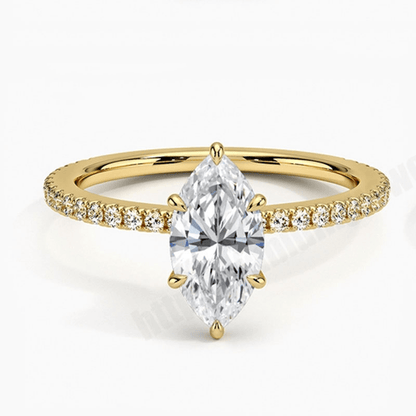 Marquise Hidden Halo Pavé Moissanite Engagement Ring - Novelle Vow