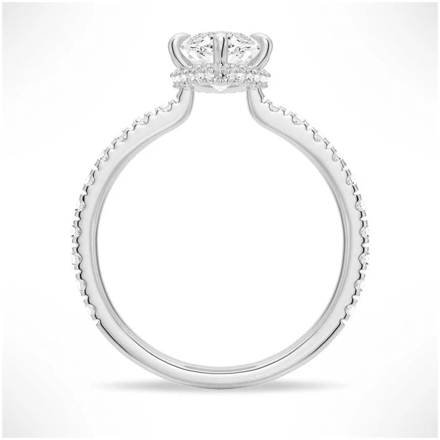 Marquise Hidden Halo Pavé Moissanite Engagement Ring - Novelle Vow