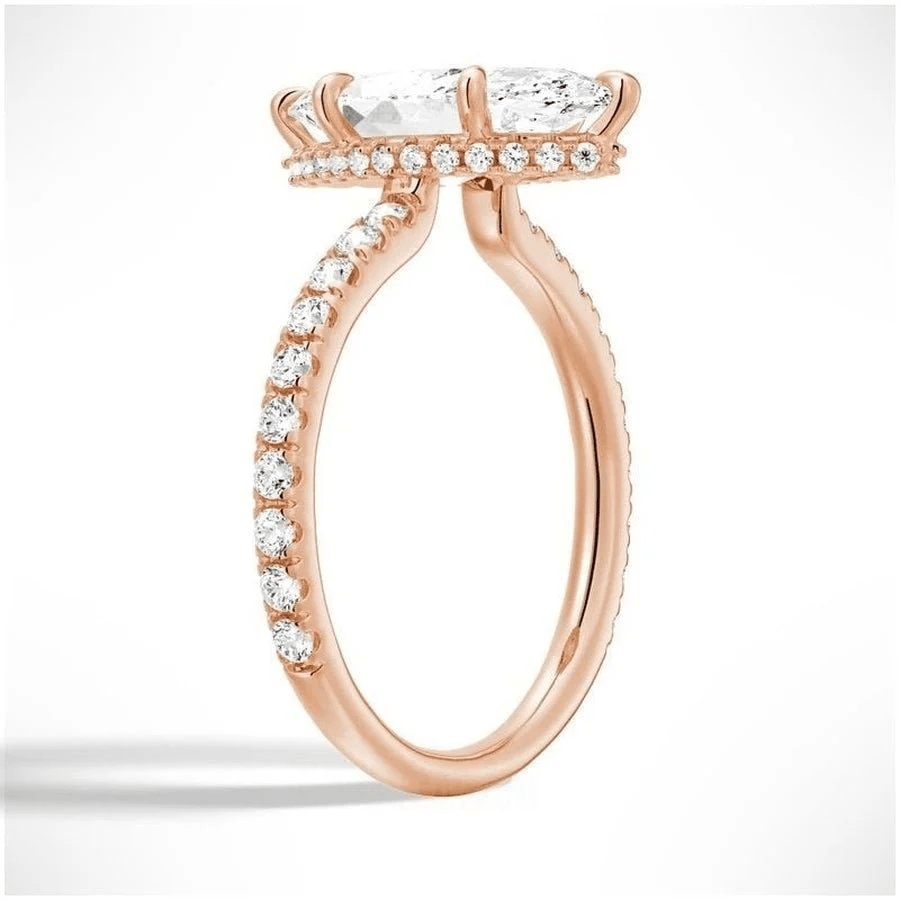 Marquise Hidden Halo Pavé Moissanite Engagement Ring - Novelle Vow