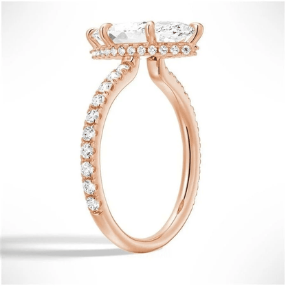 Marquise Hidden Halo Pavé Moissanite Engagement Ring - Novelle Vow