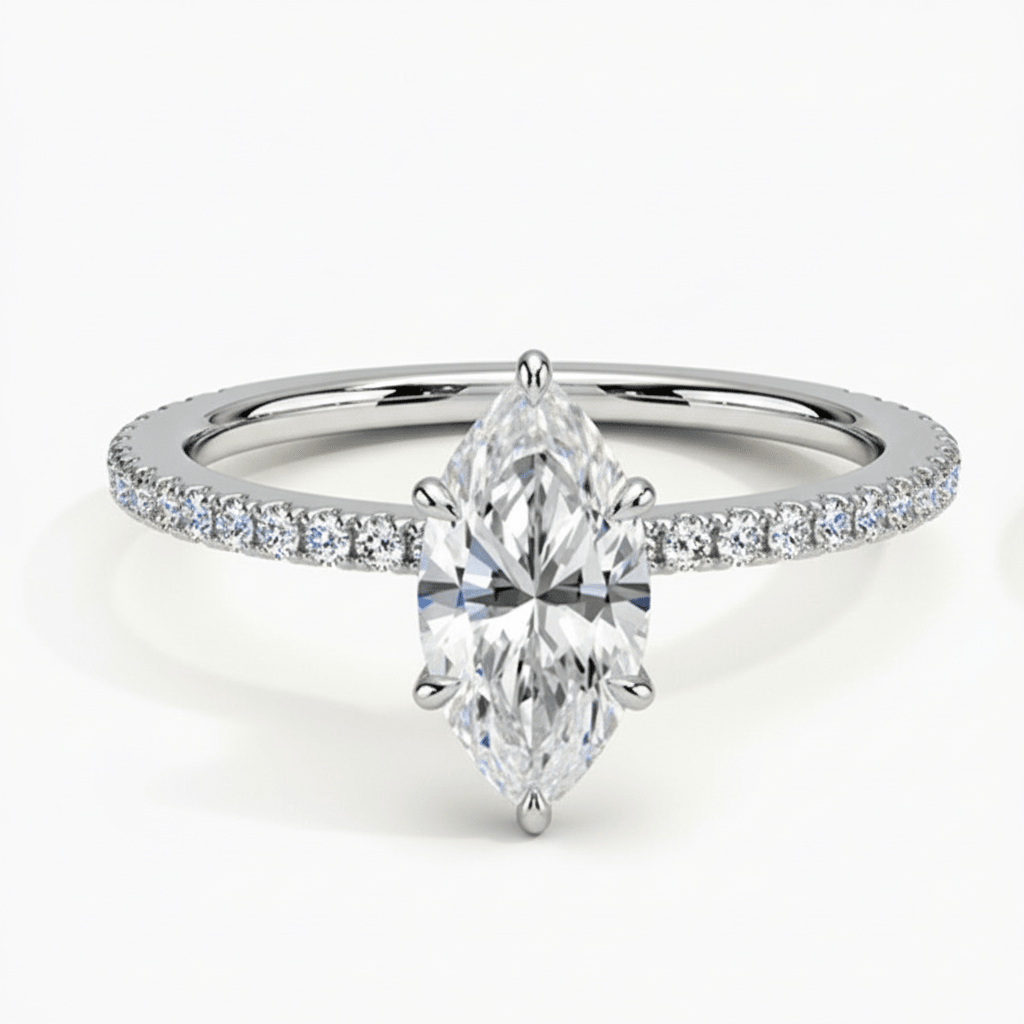 Marquise Hidden Halo Pavé Moissanite Engagement Ring - Novelle Vow