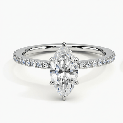 Marquise Hidden Halo Pavé Moissanite Engagement Ring - Novelle Vow