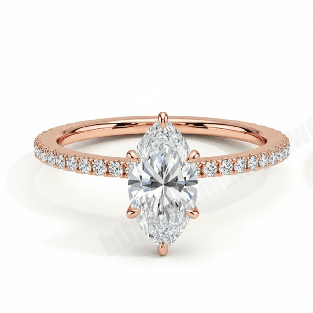 Marquise Hidden Halo Pavé Moissanite Engagement Ring - Novelle Vow