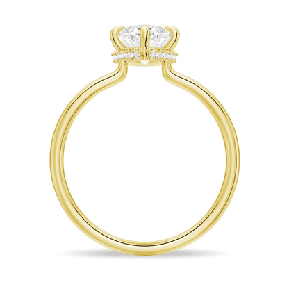 Marquise Hidden Halo Solitaire Moissanite Engagement Ring - Novelle Vow