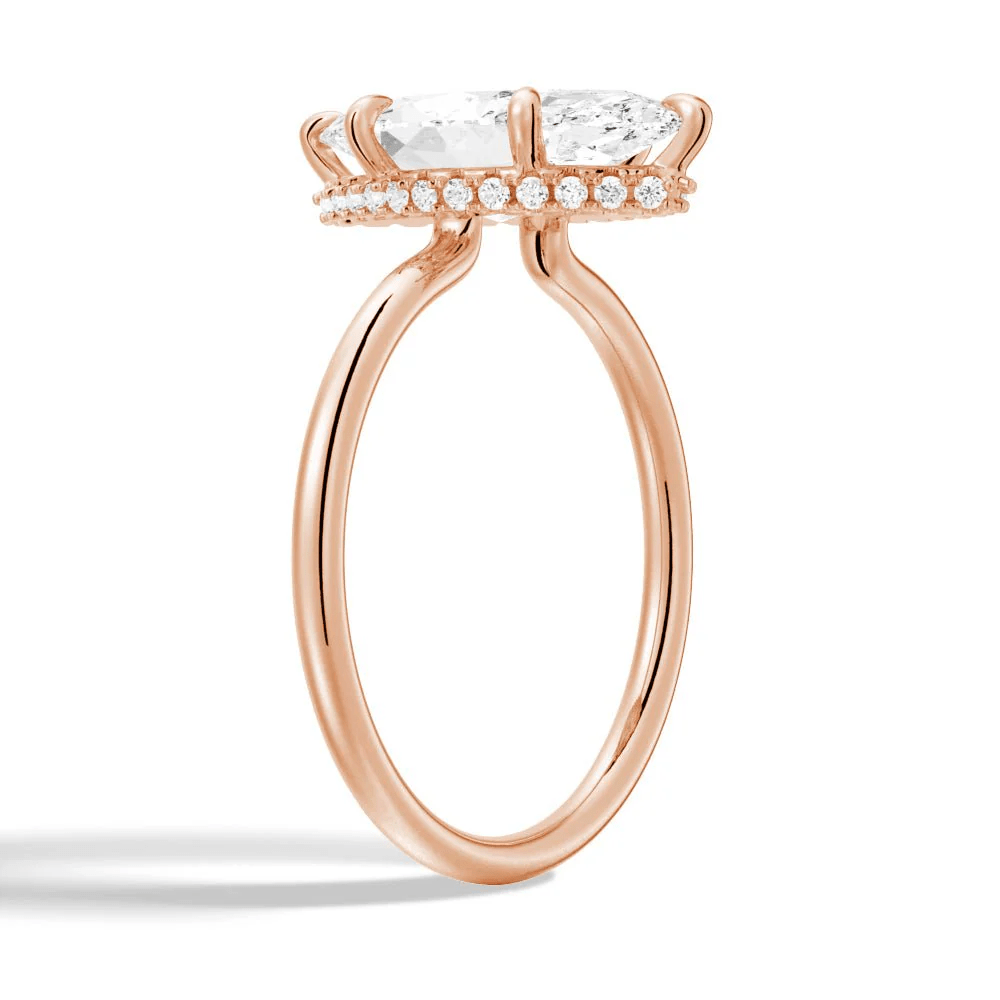 Marquise Hidden Halo Solitaire Moissanite Engagement Ring - Novelle Vow