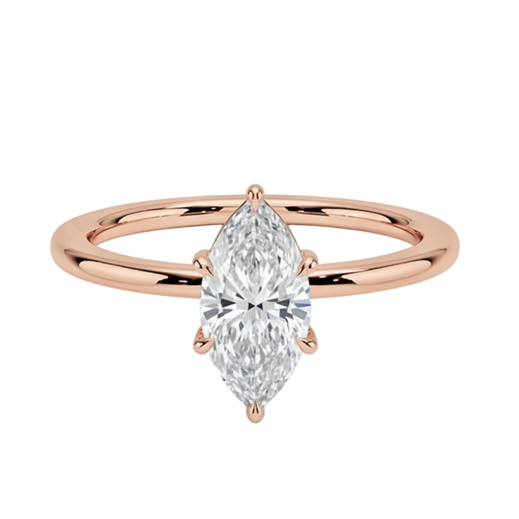 Marquise Hidden Halo Solitaire Moissanite Engagement Ring - Novelle Vow
