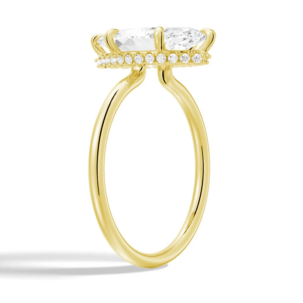 Marquise Hidden Halo Solitaire Moissanite Engagement Ring - Novelle Vow