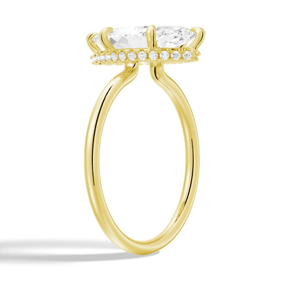 Marquise Hidden Halo Solitaire Moissanite Engagement Ring - Novelle Vow