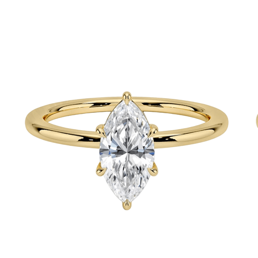 Marquise Hidden Halo Solitaire Moissanite Engagement Ring - Novelle Vow