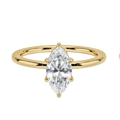 Marquise Hidden Halo Solitaire Moissanite Engagement Ring - Novelle Vow