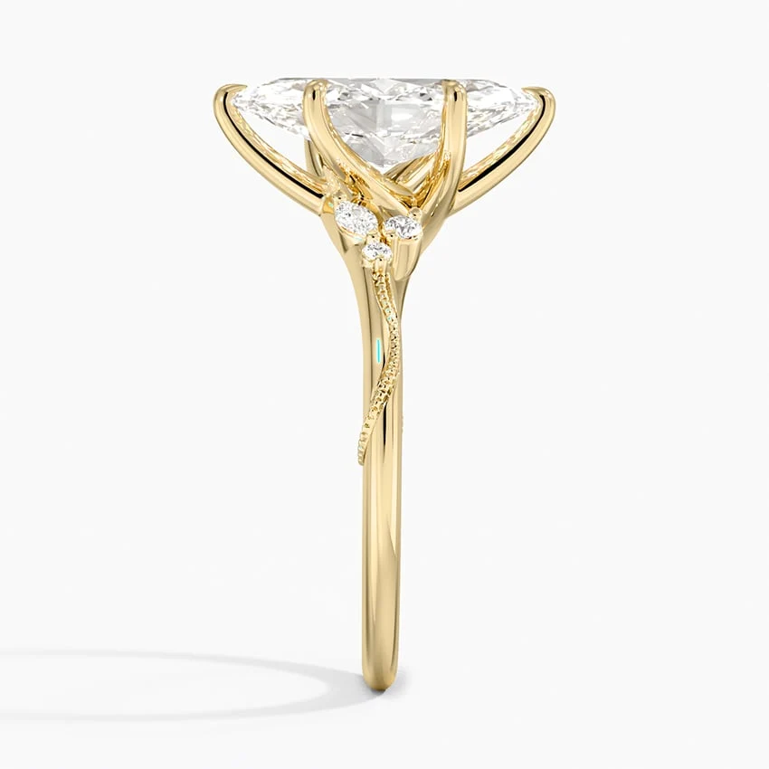 Marquise Moissanite Engagement Ring with Botanical Vine Band
