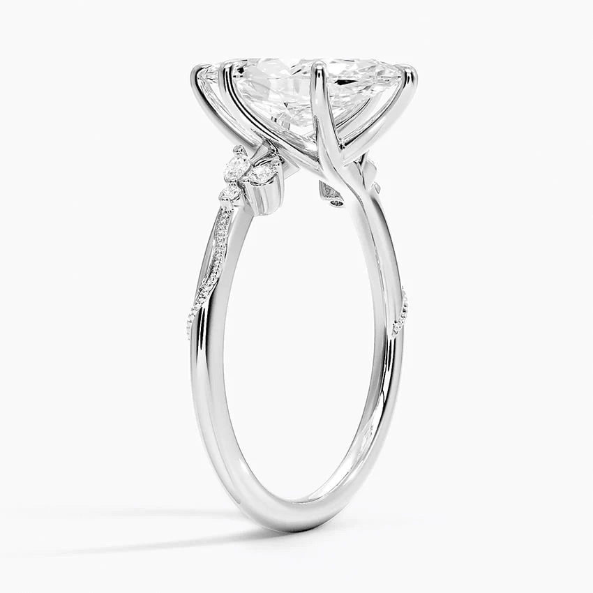 Marquise Moissanite Engagement Ring with Botanical Vine Band - Novelle Vow