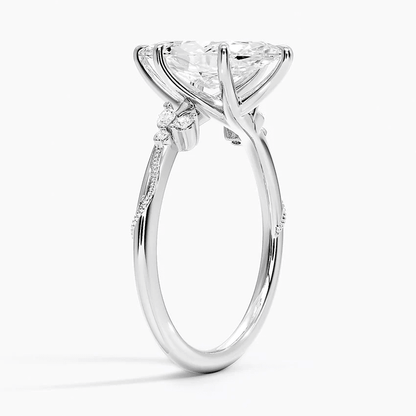 Marquise Moissanite Engagement Ring with Botanical Vine Band - Novelle Vow