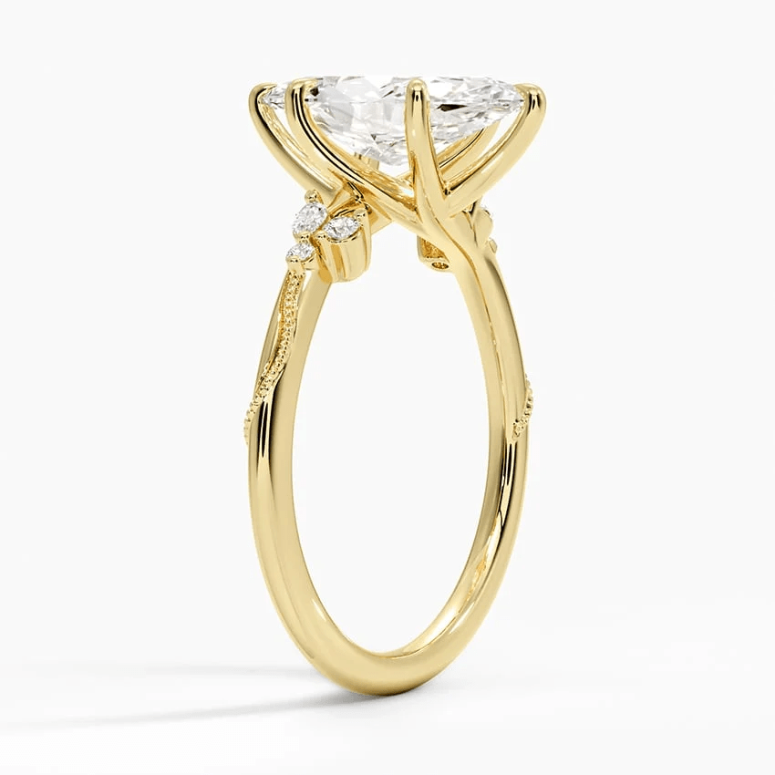 Marquise Moissanite Engagement Ring with Botanical Vine Band - Novelle Vow