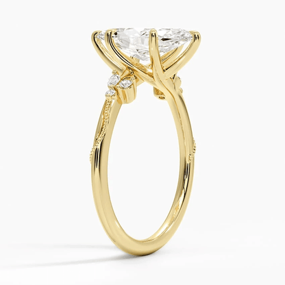 Marquise Moissanite Engagement Ring with Botanical Vine Band - Novelle Vow