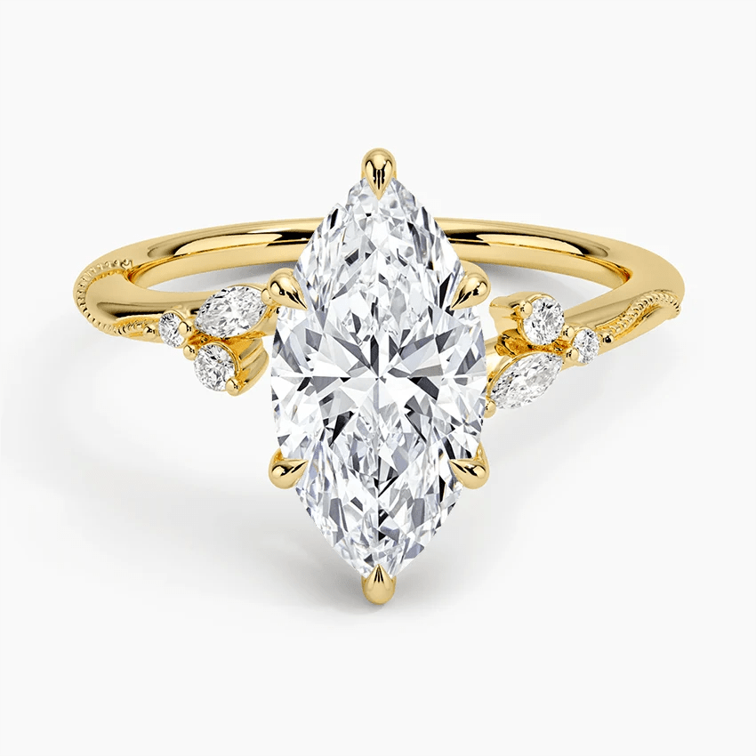 Marquise Moissanite Engagement Ring with Botanical Vine Band - Novelle Vow